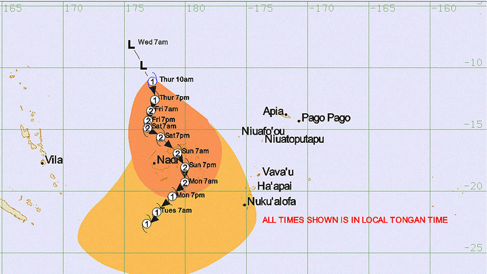 TC Mona moves toward Fiji Matangi Tonga